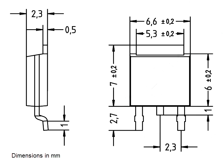 Mechanical Drawing - Diotec Semiconductor DI022P06D1-AQ P-Channel Power MOSFET